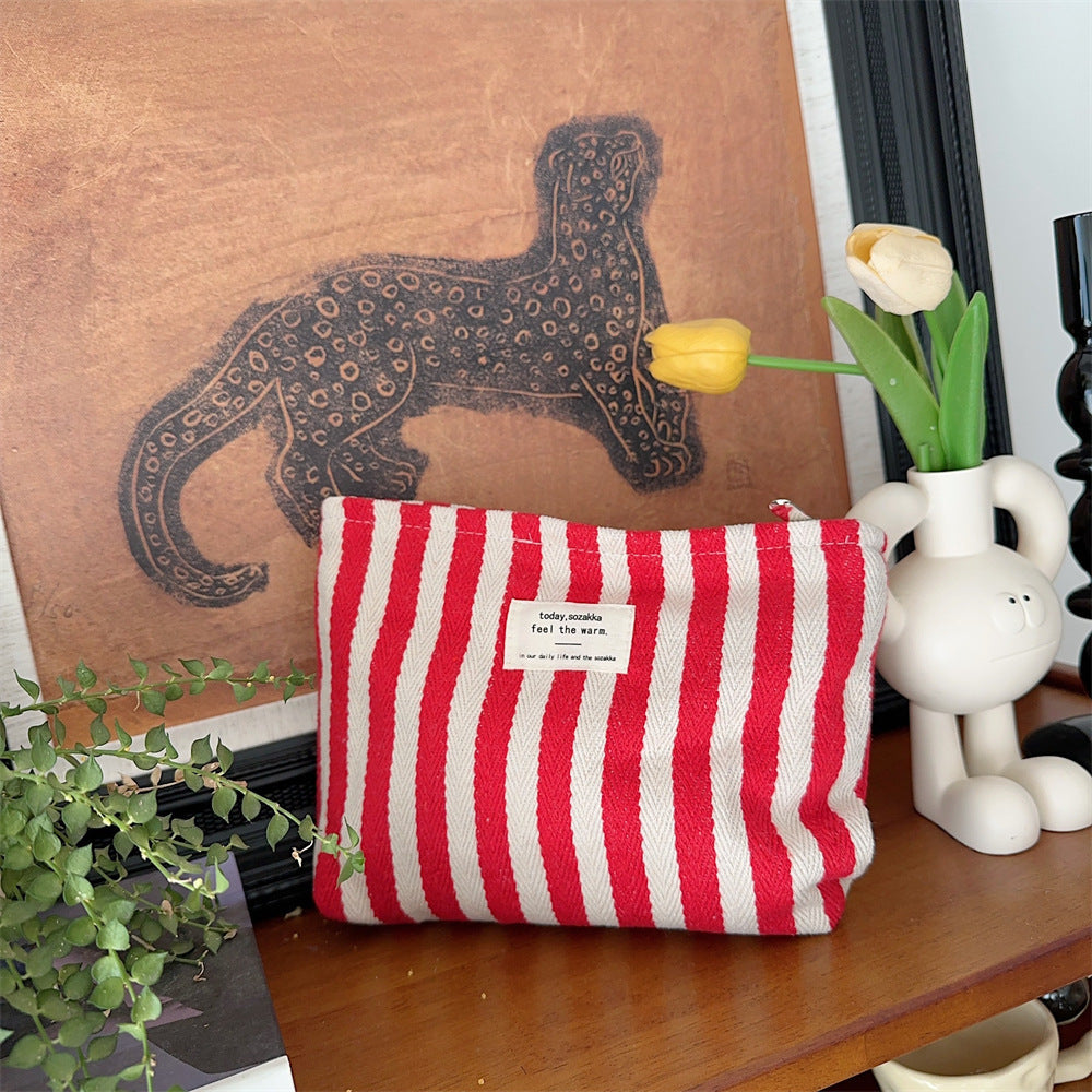 Striped Make-up Bag Female Toiletry Bag Storage
