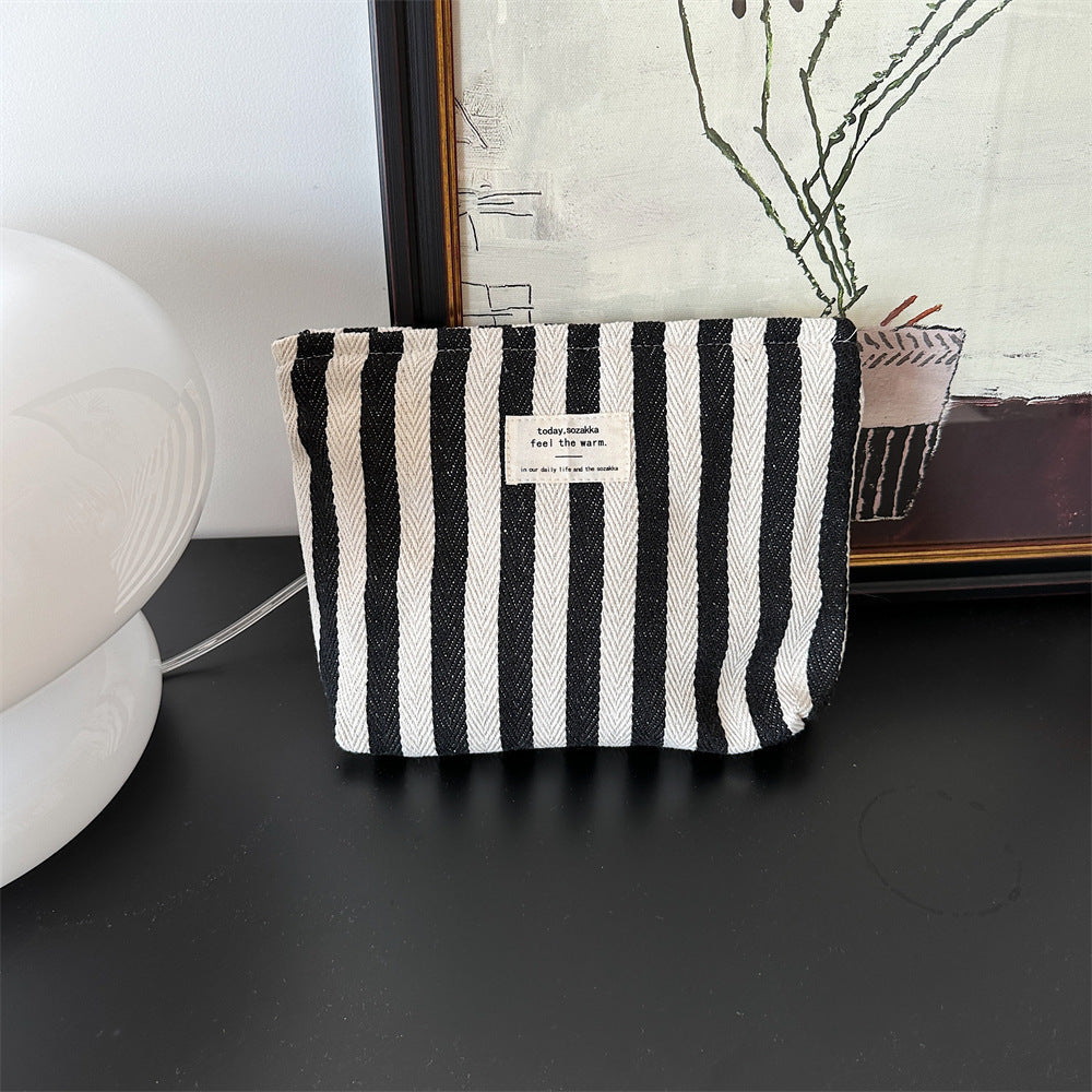 Striped Make-up Bag Female Toiletry Bag Storage