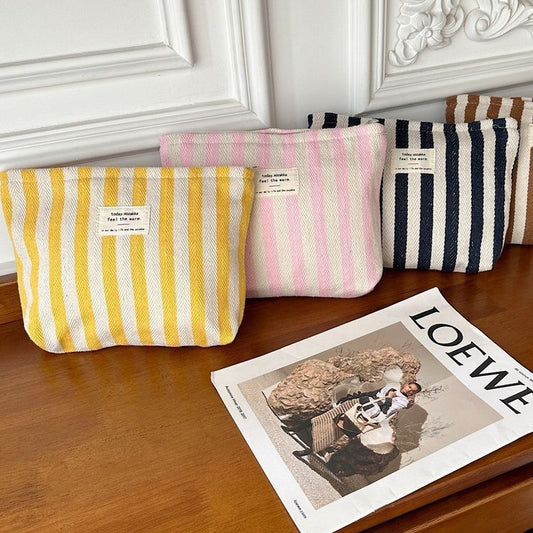 Striped Make-up Bag Female Toiletry Bag Storage