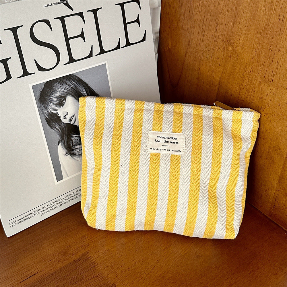 Striped Make-up Bag Female Toiletry Bag Storage