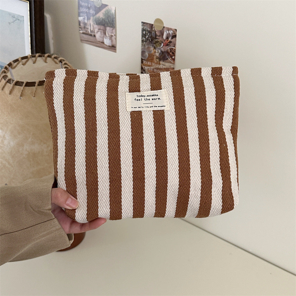 Striped Make-up Bag Female Toiletry Bag Storage