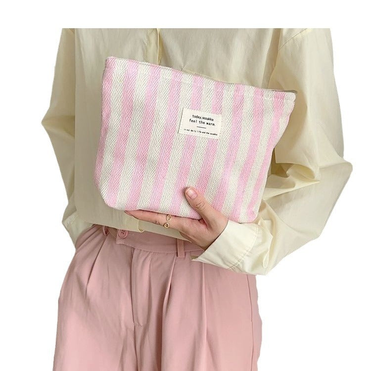 Striped Make-up Bag Female Toiletry Bag Storage