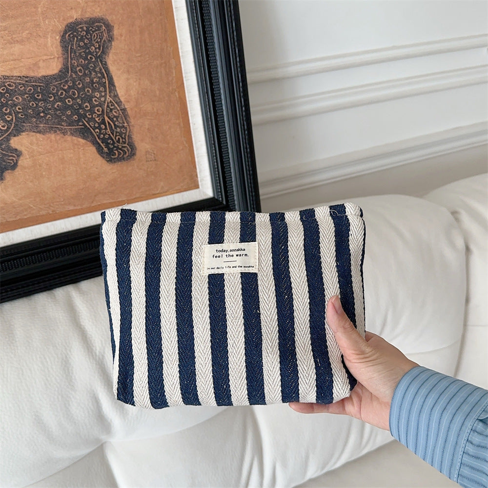 Striped Make-up Bag Female Toiletry Bag Storage